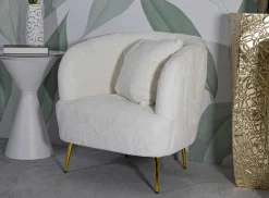 Poltrona Landi, 73x66 h78 cm, Bianco e Oro<Dmora Clearance
