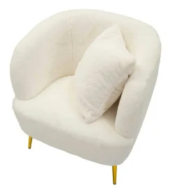 Poltrona Landi, 73x66 h78 cm, Bianco e Oro<Dmora Clearance