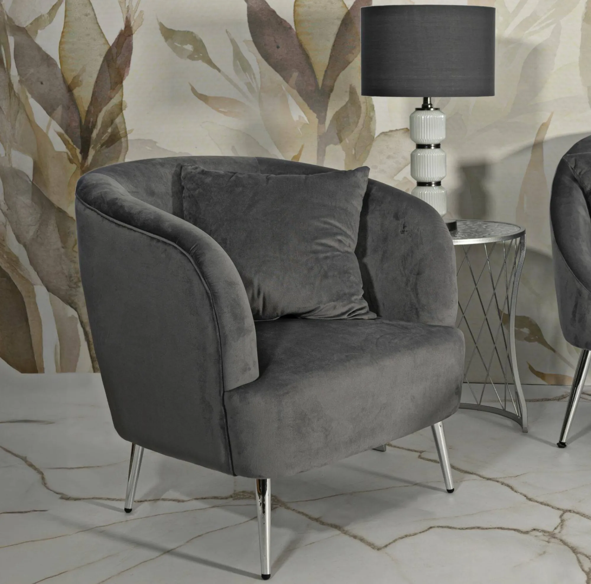 Poltrona Landi, 73x66 h78 cm, Grigio e Argento<Dmora Flash Sale