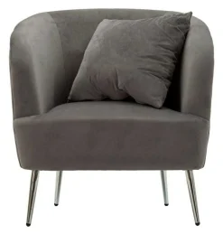 Poltrona Landi, 73x66 h78 cm, Grigio e Argento<Dmora Flash Sale