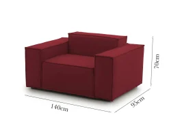 Poltrona Leonia, Cm 140x95h70,<Dmora Hot