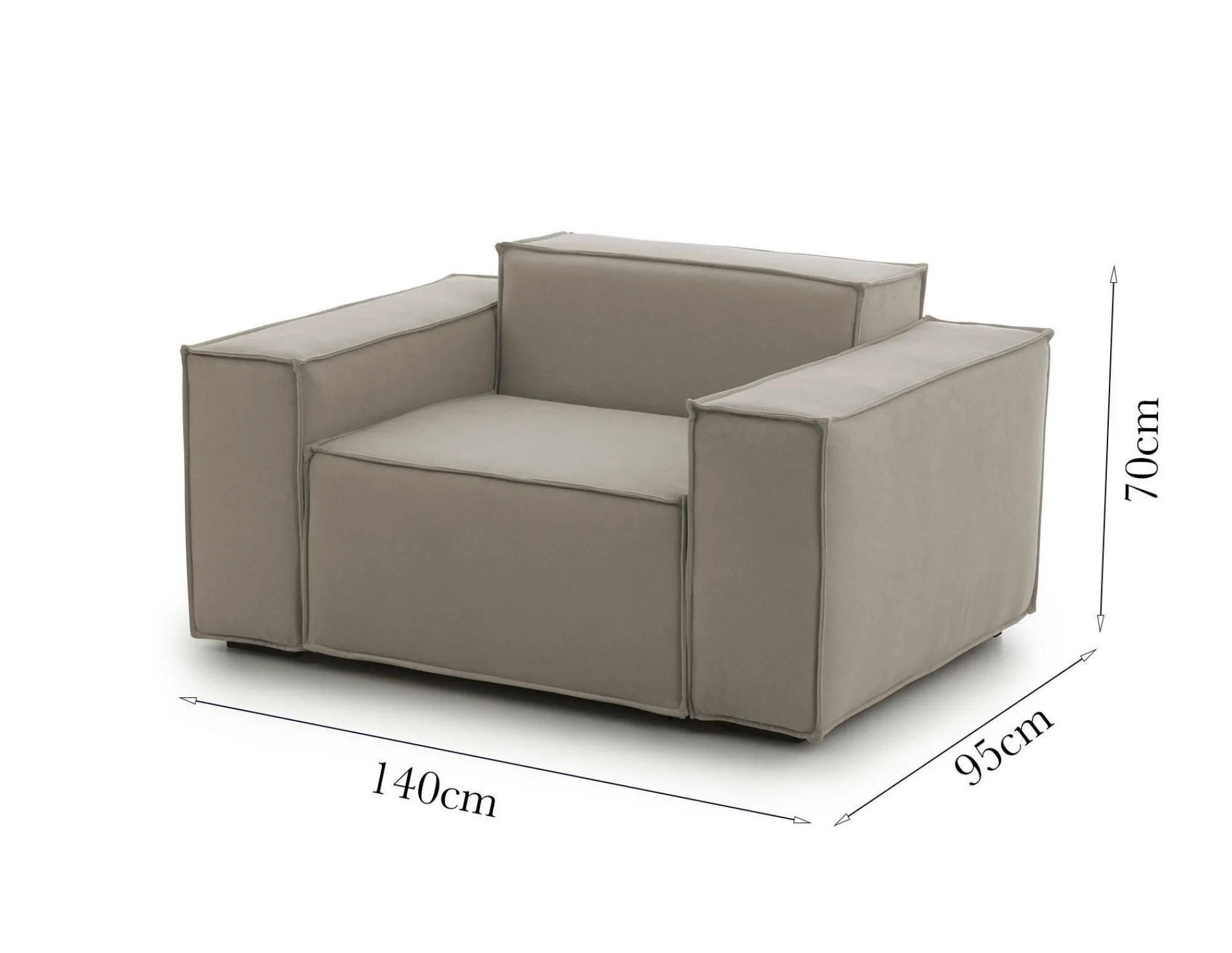 Poltrona Leonia, Cm 140x95h70,<Dmora Cheap