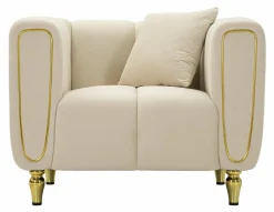 Poltrona Madama, 81x97 h71 cm, Crema e Oro<Dmora Online
