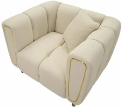 Poltrona Madama, 81x97 h71 cm, Crema e Oro<Dmora Online