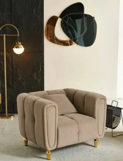 Poltrona Madama, 81x97 h71 cm, Grigio e Oro<Dmora Flash Sale