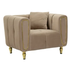 Poltrona Madama, 81x97 h71 cm, Grigio e Oro<Dmora Flash Sale