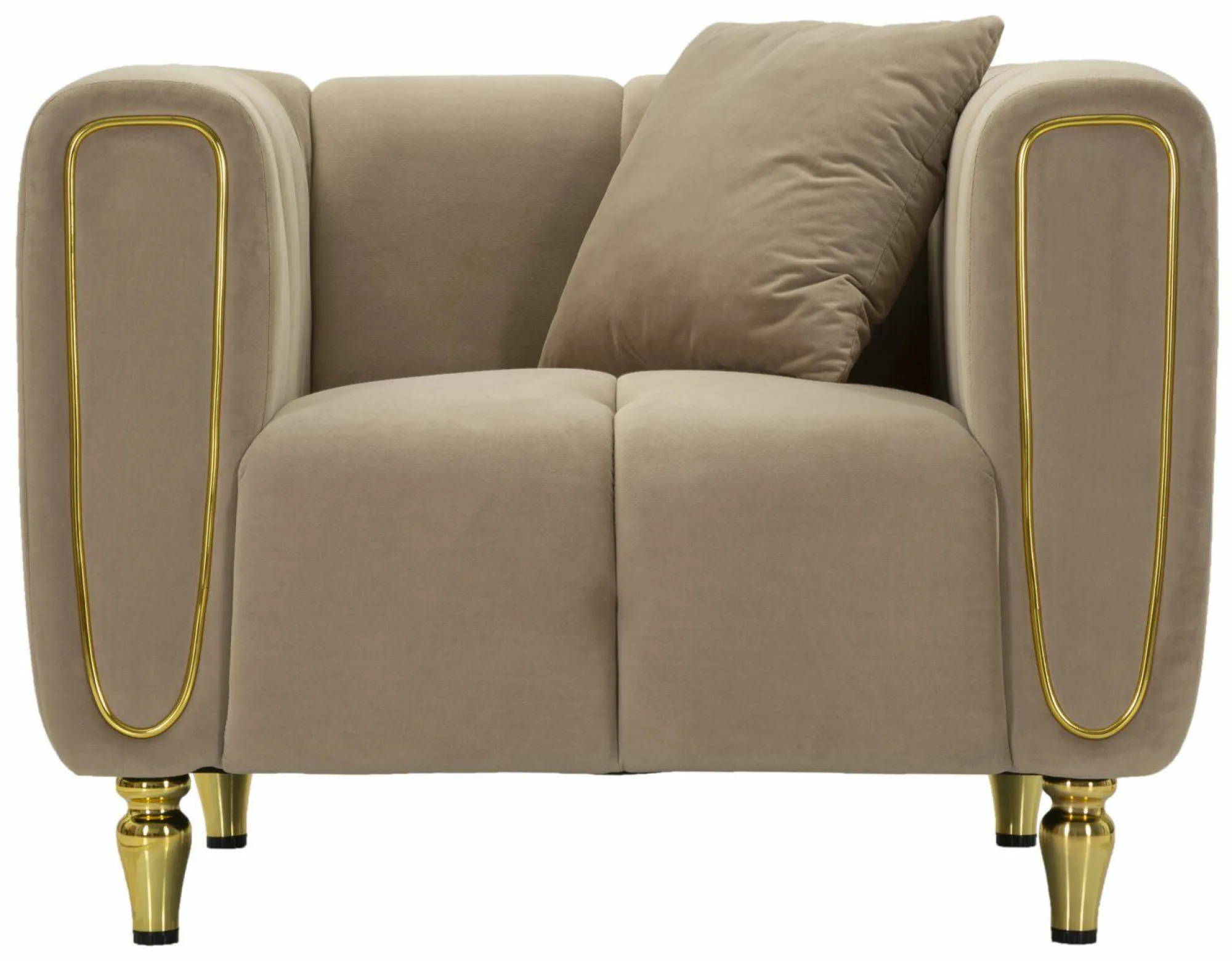 Poltrona Madama, 81x97 h71 cm, Grigio e Oro<Dmora Flash Sale