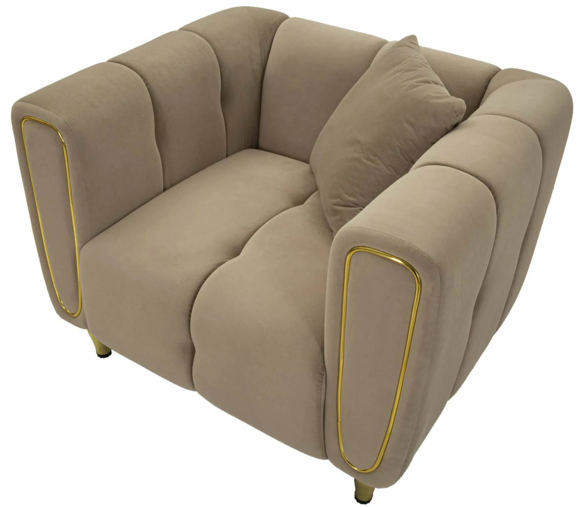 Poltrona Madama, 81x97 h71 cm, Grigio e Oro<Dmora Flash Sale