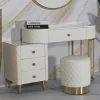 Pouf Erro, 36x36 h39 cm, Bianco e Oro<Dmora Flash Sale