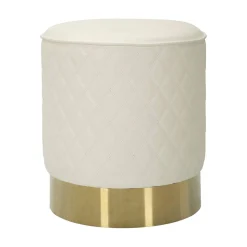 Pouf Erro, 36x36 h39 cm, Bianco e Oro<Dmora Flash Sale