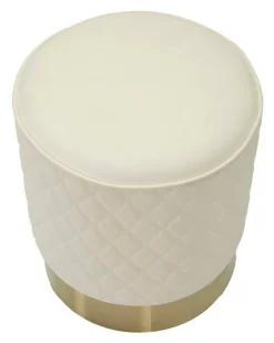 Pouf Erro, 36x36 h39 cm, Bianco e Oro<Dmora Flash Sale