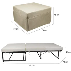 Pouf letto Arno, 78x78 h45 cm,<Dmora Discount
