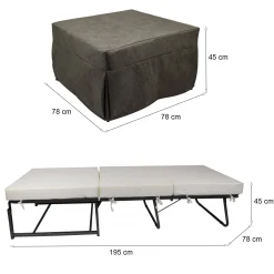 Pouf letto Arno, 78x78 h45 cm,<Dmora Outlet