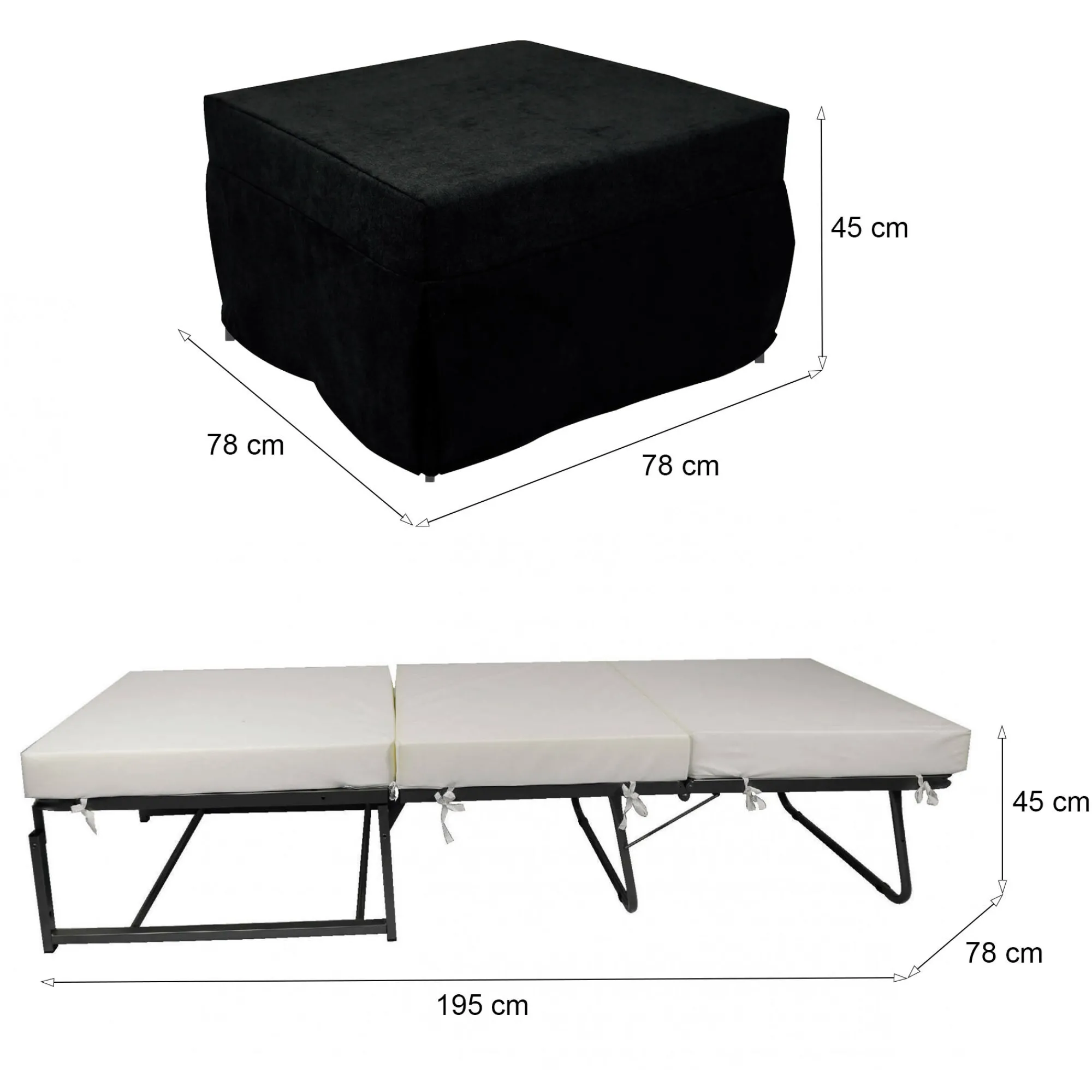 Pouf letto Arno, 78x78 h45 cm,<Dmora Cheap