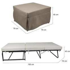 Pouf letto Arno, 78x78 h45 cm,<Dmora Shop