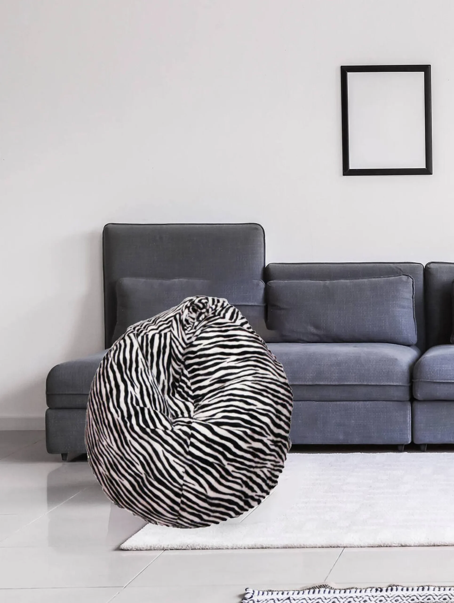 Pouf Lorenza, 80x80 h120 cm, Nero e Bianco, Fantasia zebrata<Dmora Cheap