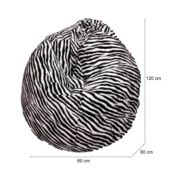 Pouf Lorenza, 80x80 h120 cm, Nero e Bianco, Fantasia zebrata<Dmora Cheap