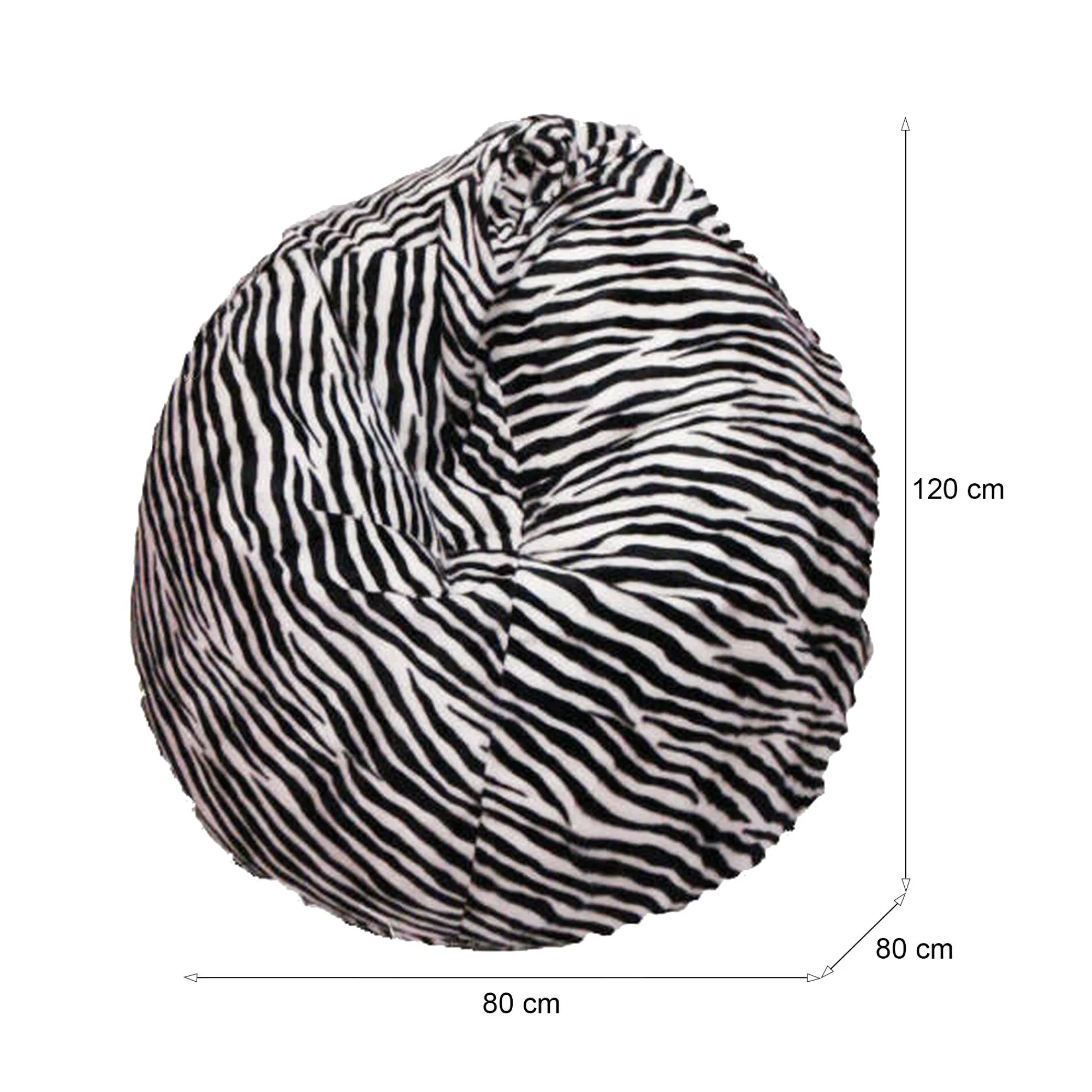 Pouf Lorenza, 80x80 h120 cm, Nero e Bianco, Fantasia zebrata<Dmora Cheap