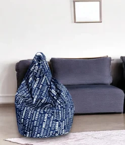 Pouf Marisa, 80x80 h120 cm, Blu e Bianco<Dmora New