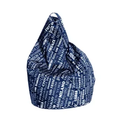 Pouf Marisa, 80x80 h120 cm, Blu e Bianco<Dmora New