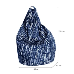 Pouf Marisa, 80x80 h120 cm, Blu e Bianco<Dmora New