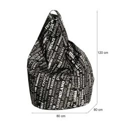 Pouf Marisa, 80x80 h120 cm, Nero e Bianco<Dmora Sale