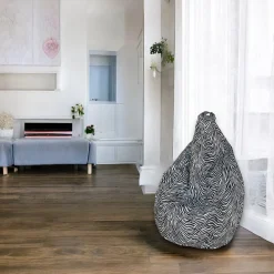 Pouf Maristella, 80x80 h120 cm, Nero e Bianco, Fantasia zebrata<Dmora Clearance