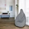 Pouf Maristella, 80x80 h120 cm, Nero e Bianco, Pied de poule grande<Dmora New