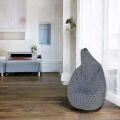 Pouf Maristella, 80x80 h120 cm, Nero e Bianco, Pied de poule piccolo<Dmora Best