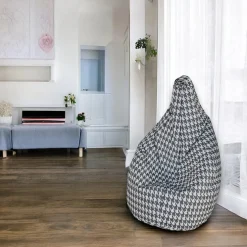 Pouf Maristella, 80x80 h120 cm, Nero e Bianco, Pied de poule grande<Dmora New