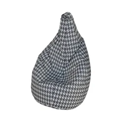 Pouf Maristella, 80x80 h120 cm, Nero e Bianco, Pied de poule grande<Dmora New