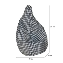 Pouf Maristella, 80x80 h120 cm, Nero e Bianco, Pied de poule grande<Dmora New