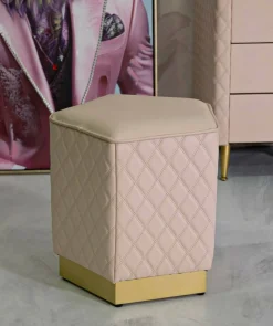 Pouf Suasa, 38x38 h38 cm, Rosa e Oro<Dmora Best Sale