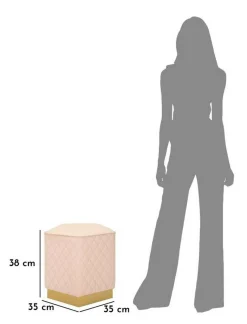 Pouf Suasa, 38x38 h38 cm, Rosa e Oro<Dmora Best Sale