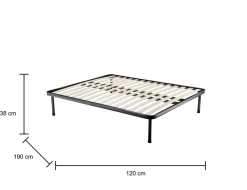 Rete letto piazza e mezza Krovanh, 100% Made in Italy, 120x190h30 cm<Dmora Cheap