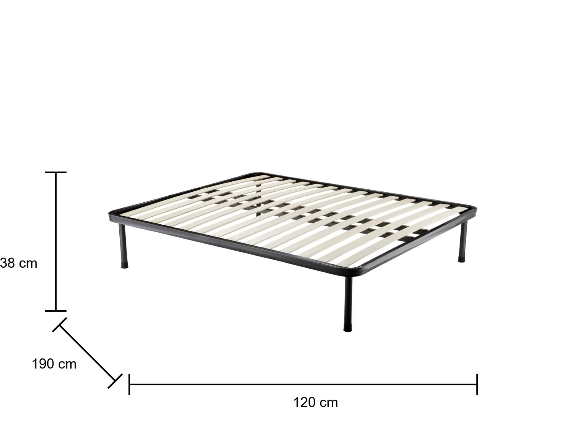 Rete letto piazza e mezza Krovanh, 100% Made in Italy, 120x190h30 cm<Dmora Cheap