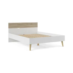 Rete letto singolo Avio, 146x197 h84 cm, Bianco e Quercia<Dmora Clearance