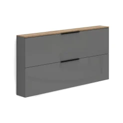 Scarpiera Achiko, 160x19h80 cm, Antracite lucido e Rovere<Dmora Best Sale