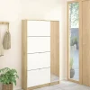 Scarpiera Acino, 99x24 h162 cm, Quercia e Bianco<Dmora Fashion