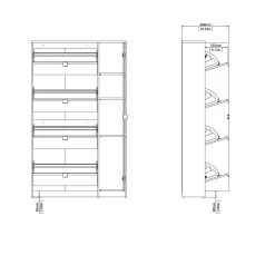 Scarpiera Acino, 99x24 h162 cm, Quercia e Bianco<Dmora Fashion