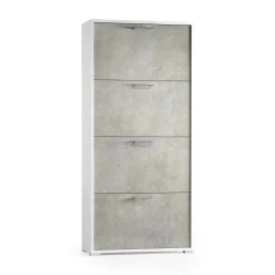 Scarpiera Adeindein, 67x28h147 cm, Bianco e Cemento<Dmora Clearance