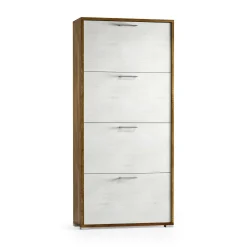 Scarpiera Adeindein, 67x28h147 cm, Bianco e Rovere<Dmora Cheap