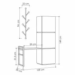 Scarpiera Akoni, 109x39 h149 cm, Antracite e Quercia<Dmora Best Sale