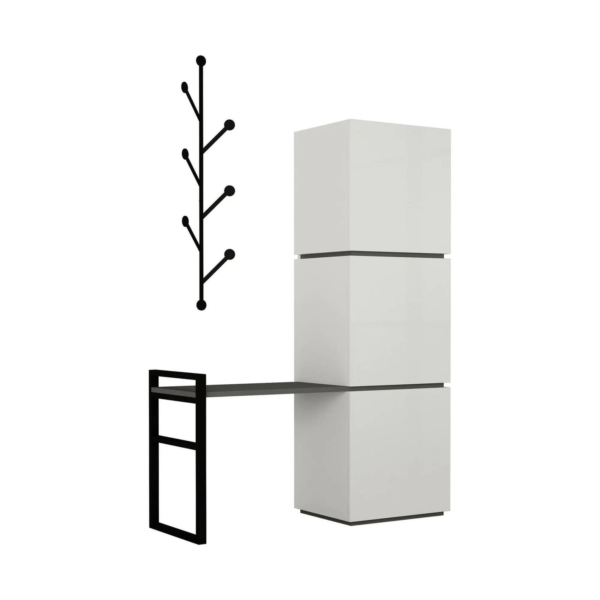 Scarpiera Akoni, 109x39 h149 cm, Bianco e Antracite<Dmora Flash Sale