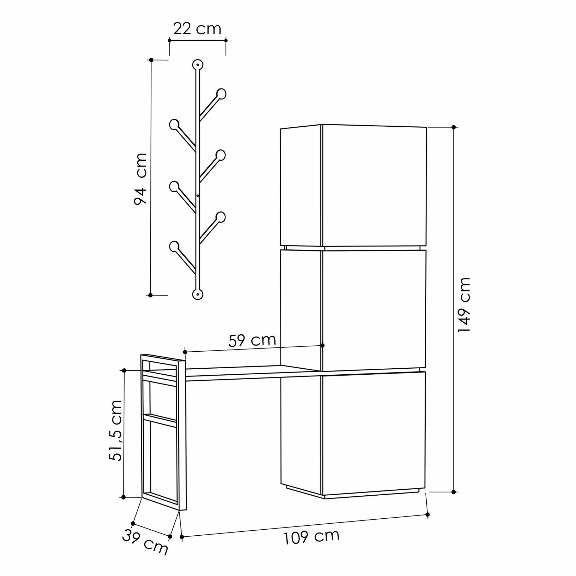 Scarpiera Akoni, 109x39 h149 cm, Bianco e Antracite<Dmora Flash Sale
