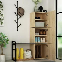 Scarpiera Akoni, 109x39 h149 cm, Quercia e Antracite<Dmora Cheap