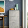 Scarpiera Amelisa, 67x18h112 cm, Bianco e Cemento<Dmora Fashion