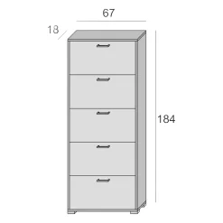 Scarpiera Amigo, 67x18h184 cm, Cemento e Bianco<Dmora Cheap