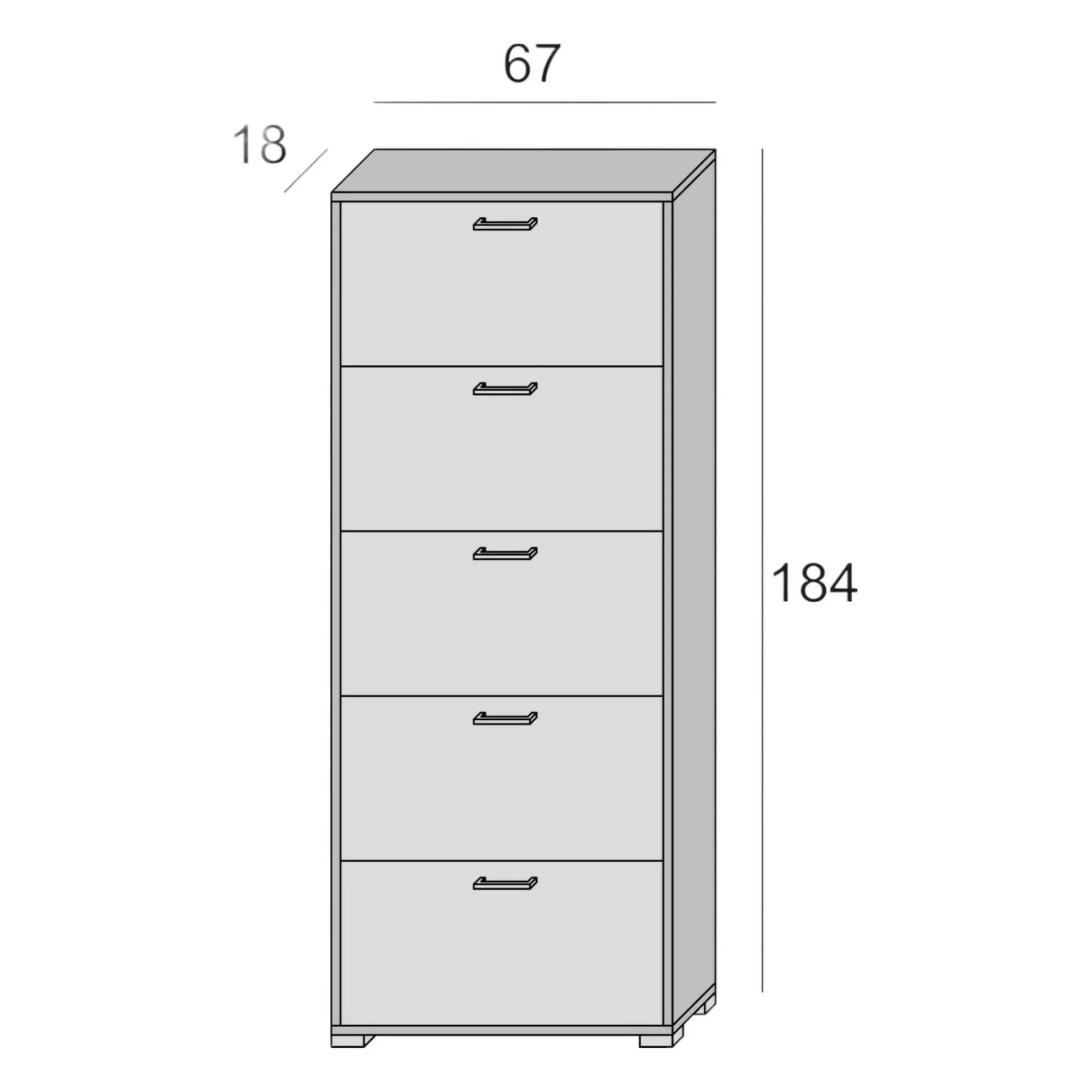 Scarpiera Amigo, 67x18h184 cm, Cemento e Bianco<Dmora Cheap