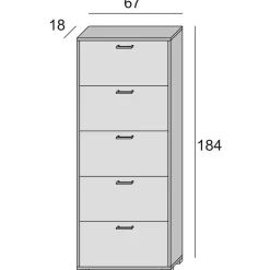 Scarpiera Amigo, 67x18h184 cm,<Dmora Discount